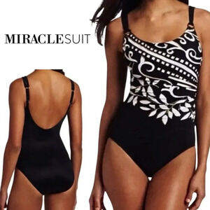 Miraclesuit, Hamden Mixed Up Underwire One-piece Swimsuit, Black, White, Gold